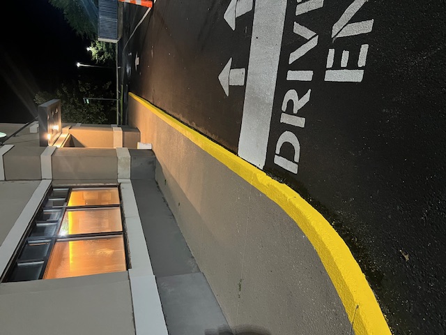 Curb Painting Services Provided at Starbucks in Crestview FL by Parking Lot Maintenance of the Panhandle